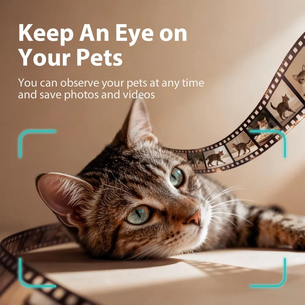 وحدة تغذية أوتوماتيكية للقطط مع كاميرا، التعرف على الحيوانات الأليفة بالذكاء الاصطناعي بدقة 1080 بكسل، التحكم في تطبيق WiFi، موزع مؤقت، صوت ورؤية ليلية في اتجاهين