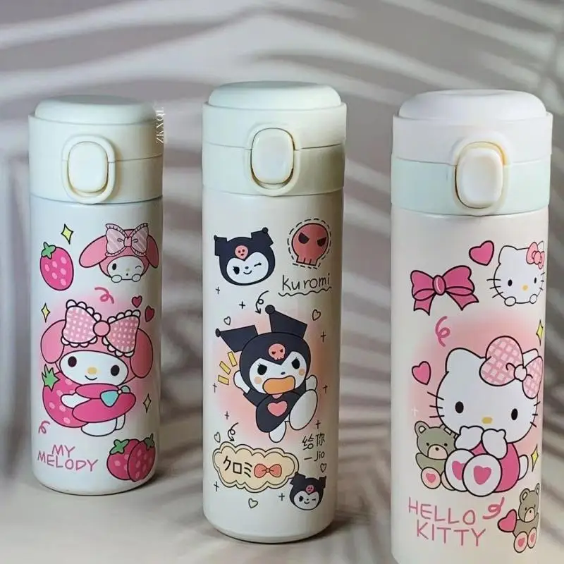 New Sanrio Kuromi Hello Kitty Pochacco Cute Insulated Cup Direct Drinking Cup Student Portable Pop Lid 304 Stainless Steel Cup