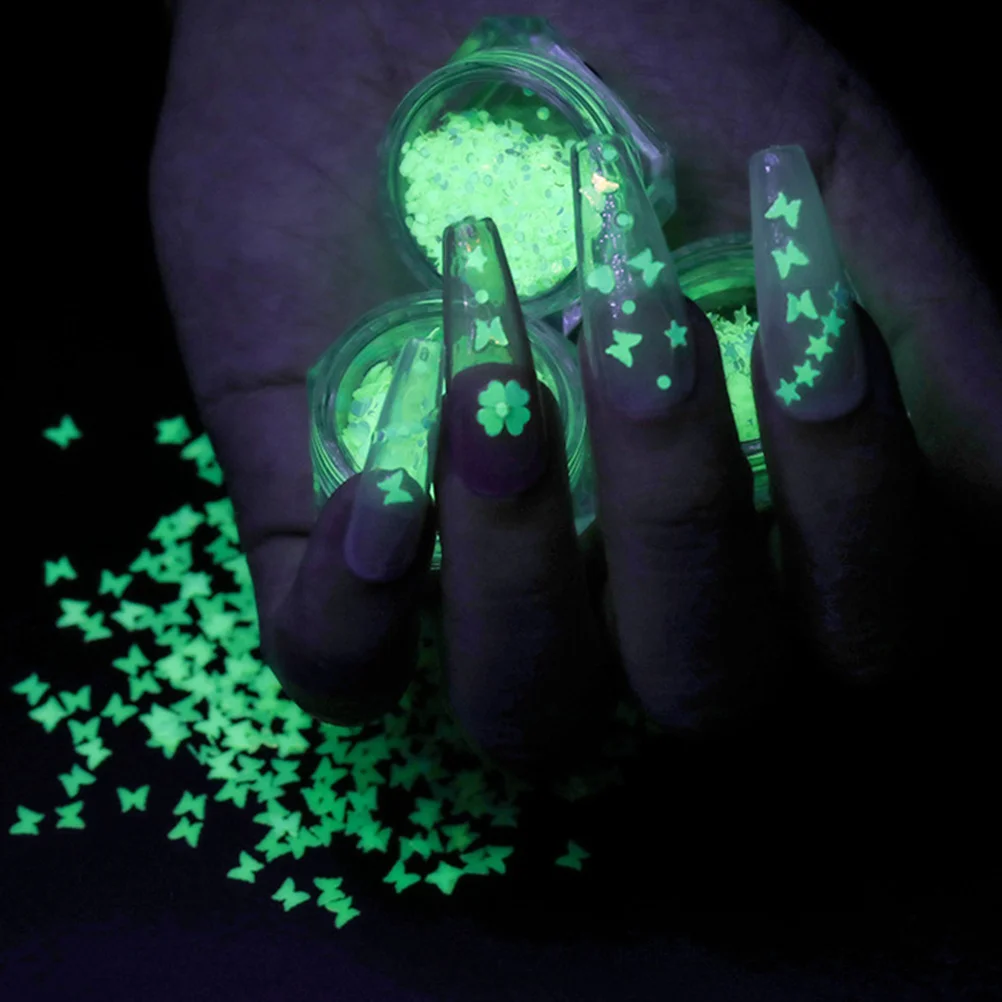 

4pcs 4 Boxes Luminous Sequins Decorations Glow Manicure Art Supplies Paillette Women Nail Art Manicure Decor Nail Glitter