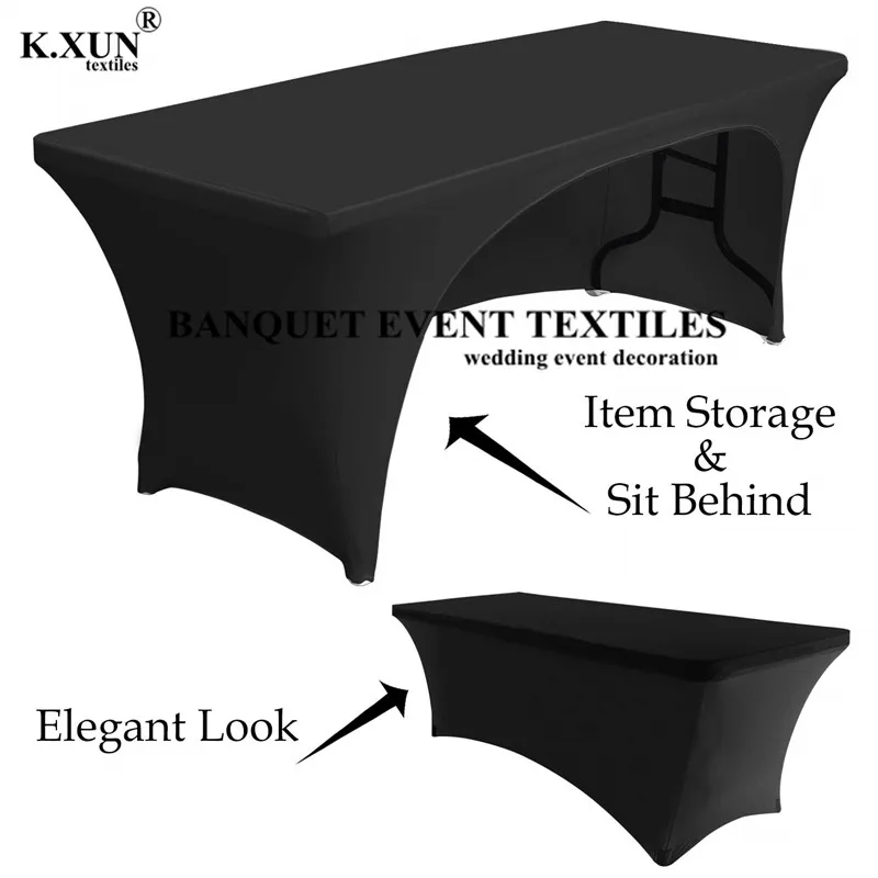 5pcs One Open Rectangular Tablecloth Spandex Stretch Table Cover For Wedding Table Cloth Hotel Home Event Party Decoration