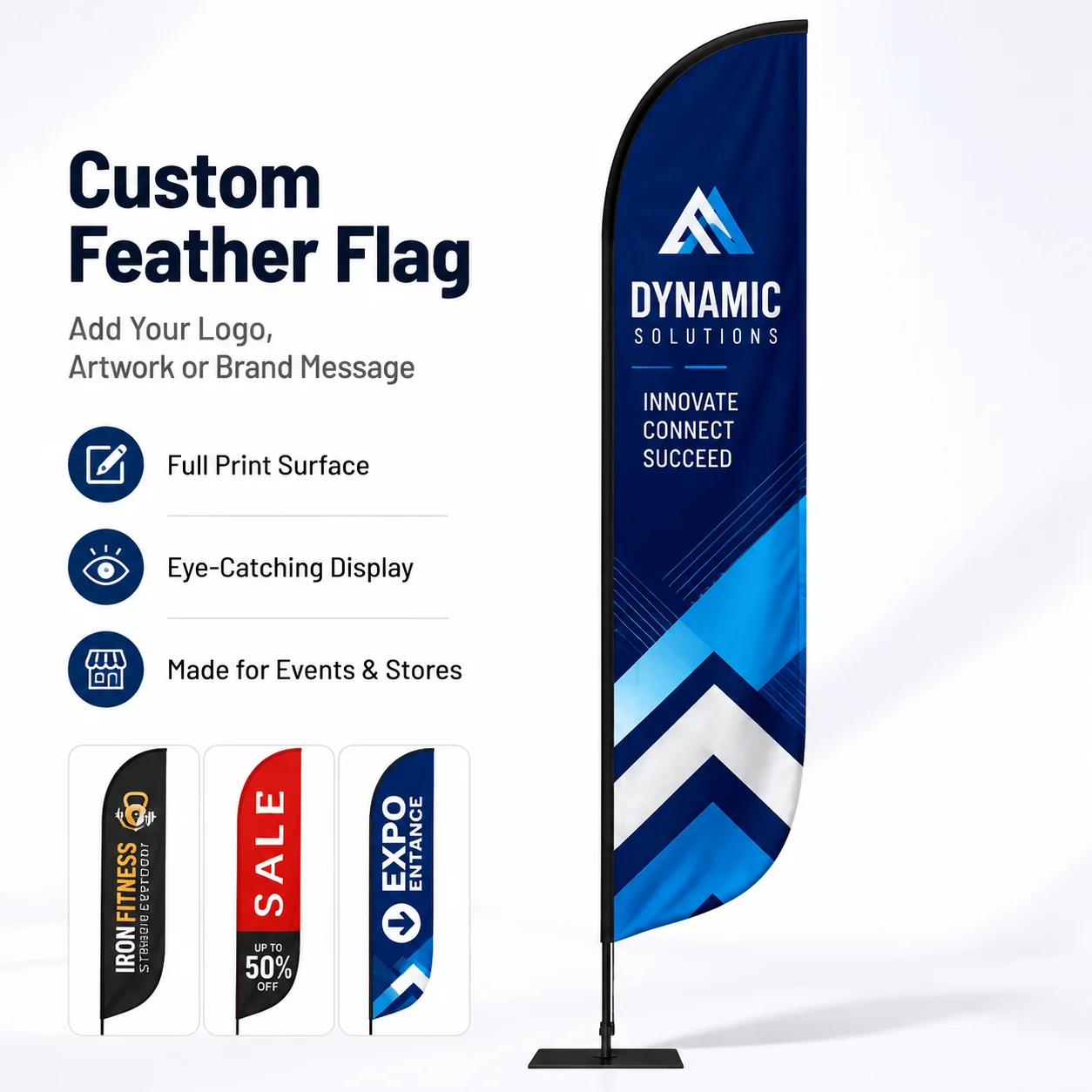 Custom Double Blade Flag Personalized Outdoor Advertising Feather Flag Banner With Logo Printing No Pole Business Promotion