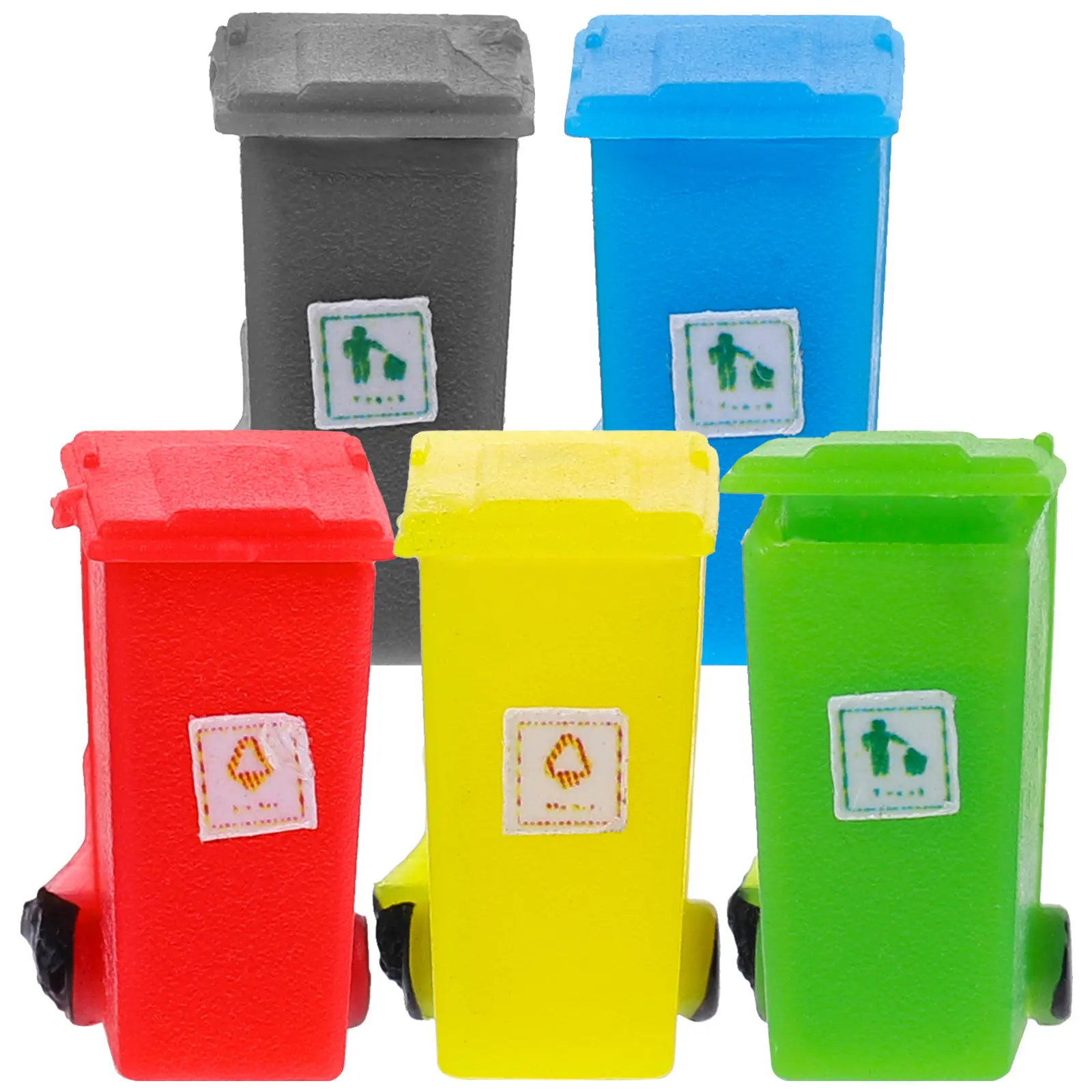 

5Pcs Mini Trash Can Realistic Dollhouse Micro Landscape Decor Sand Table Layout Small Garbage Can Waste Bin House Ornament