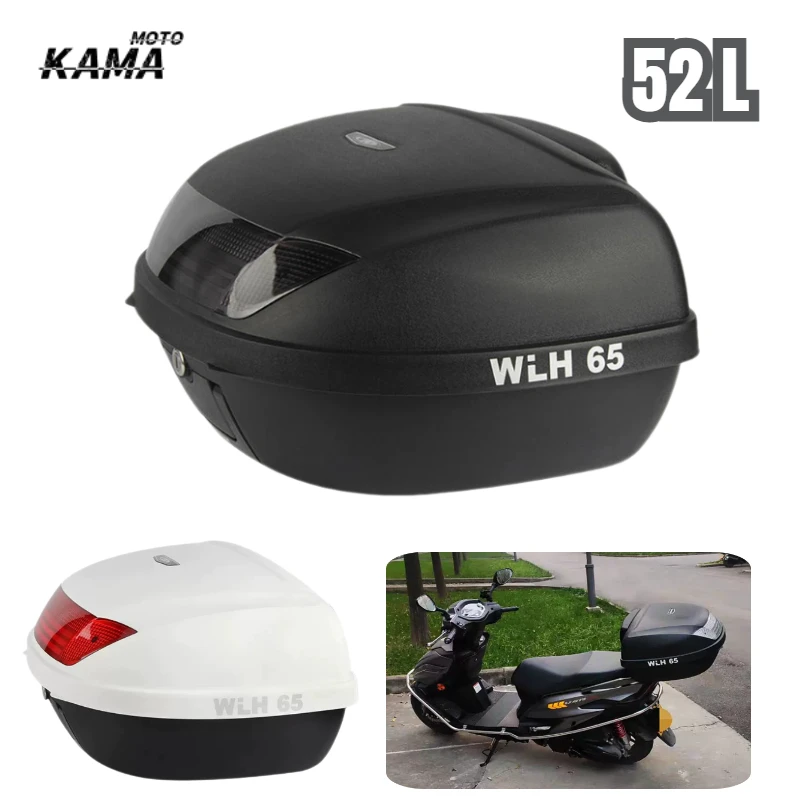 WLH 52L Motorcycle Trunk Extra Large Capacity Electric Vehicle Toolbox Motorcycle Rear Shelf Storage Box Motorcycle Box E65