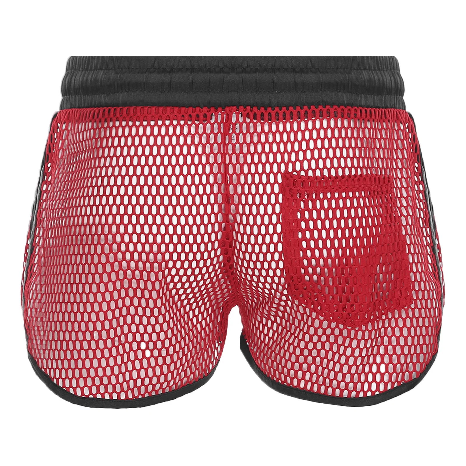 الرجال مثير الجوف خارج شبكة السراويل رياضة اليوغا تجريب بحر الرباط عقد تقليم الجانبين سبليت السراويل الرياضية مع الجيب الخلفي