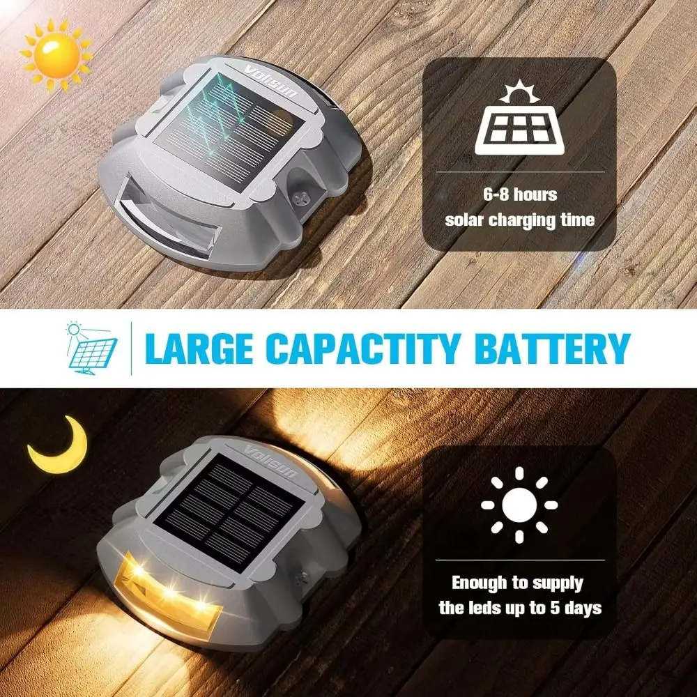 Safety Light Smart Solar Road Stud Solar Powered Reusable LED Deck Light Durable Pressure Resistance Solar Pathway Light Outdoor