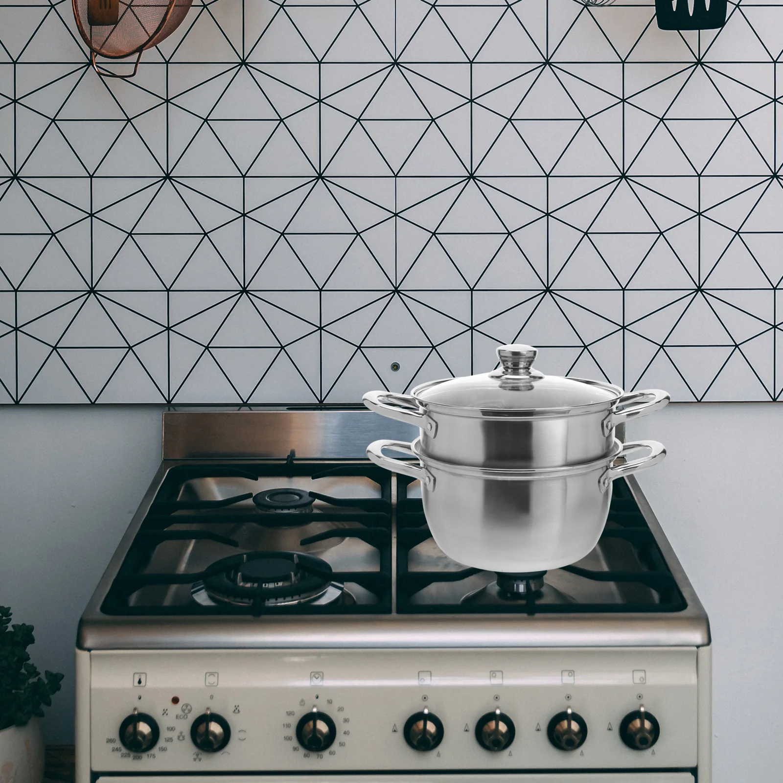 

1Pcs Double Layer Steam Pot Stainless Steel High Arched Cover Large Capacity Multi Layer Stackable for Any Stove Steamer