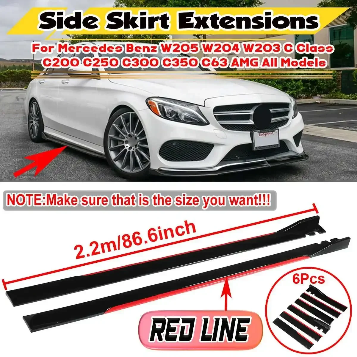 

New W205 Side Skirts Extension Rocker Diffuser Winglet Wings For Mercedes For Benz W205 W204 W203 W212 W213 W117 W176 Body Kit