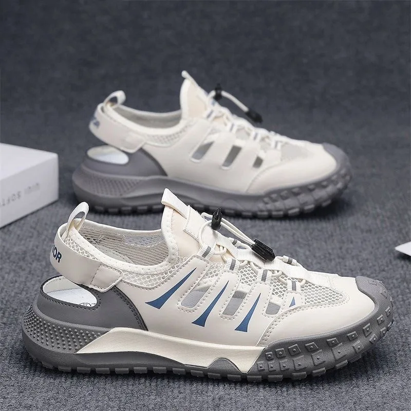 

Men Summer Mesh Hollow Out Roman Sandals Lightweight Anti‑Slip Round Toe Flat Shoes Outdoor Men's Beach Casual Sneaker Sandalias