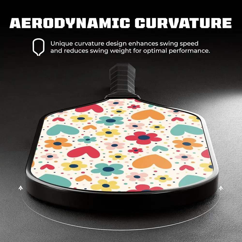 Pickleball مجداف الألياف الزجاجية خفيفة الوزن 13 مللي متر العسل الأساسية الطاقة ومضرب الدبوس مع حقيبة شريط لحام الزهور الملونة #2