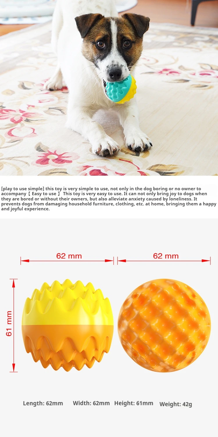 Langlebiger Bissfester Elastischer Quietschball, Eingebauter Sound Zahnreinigungsspielzeug für Hunde und Katzen im Haus – Detail 5