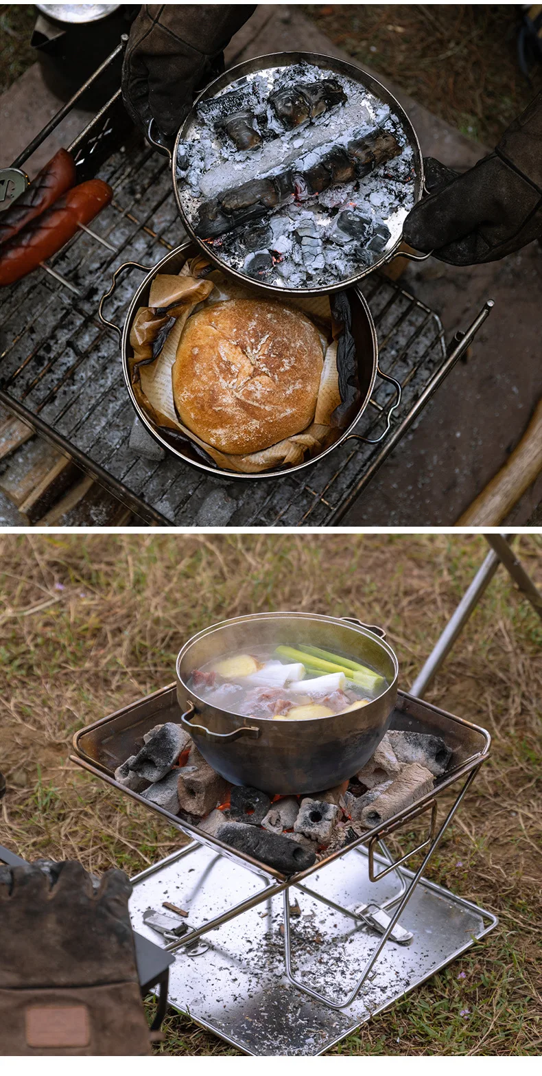 

Multi functional thickened 304 stainless steel Dutch pot boiling outdoor camping picnic hanging pot