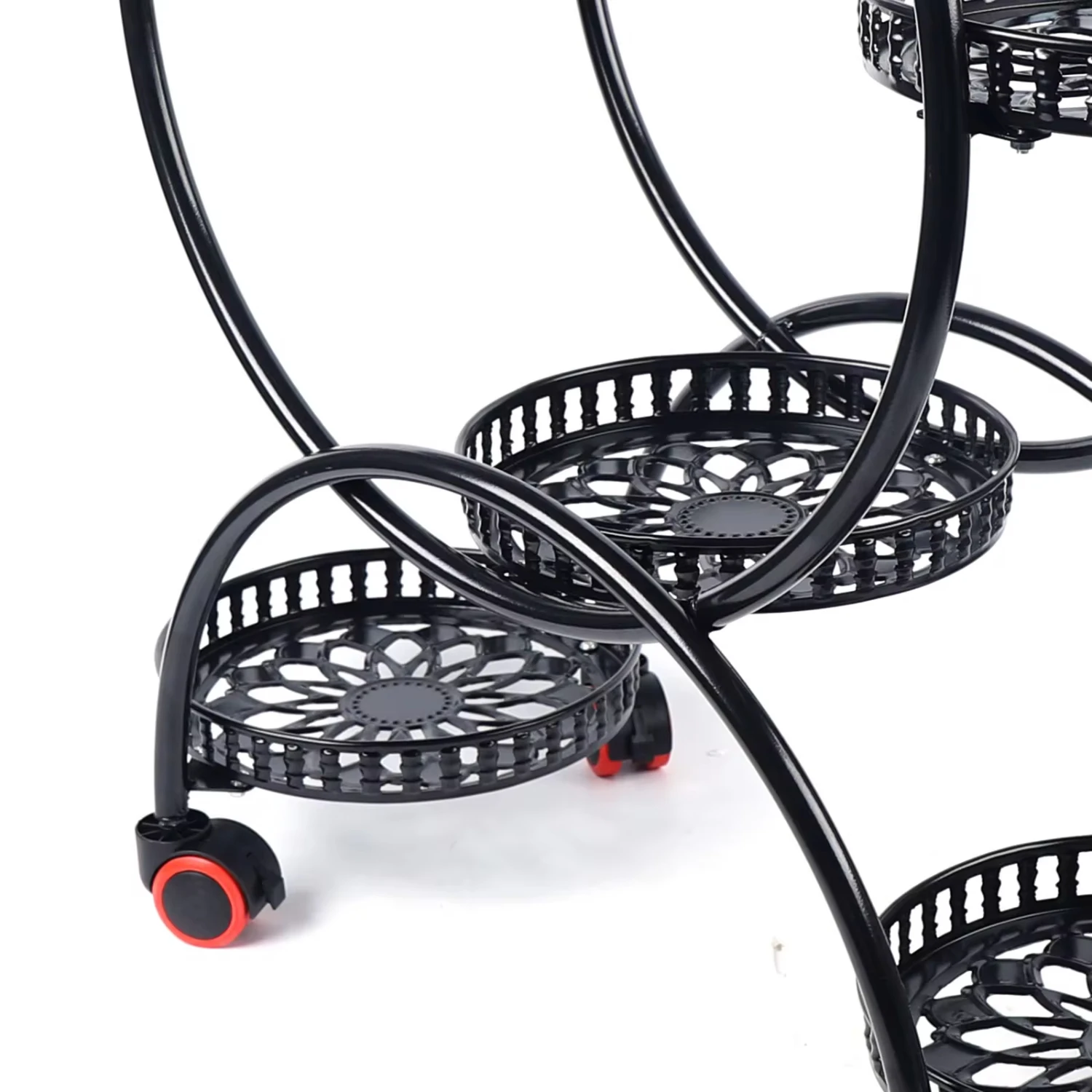 Metal Plant Stand With 4  Wheels Flower Pots Holder Rack  Organize