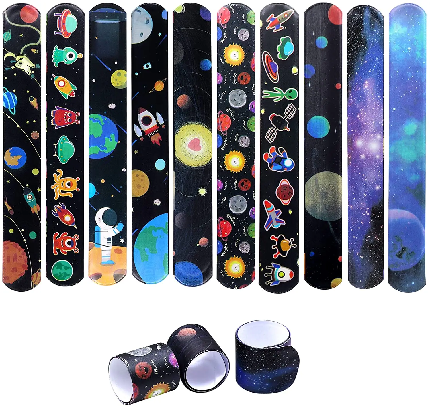 10Packs Space Slap Bracelets Space Party Supplies Toys With Planet Design for Boys And Girls Birthday Party Gift Classroom Prize