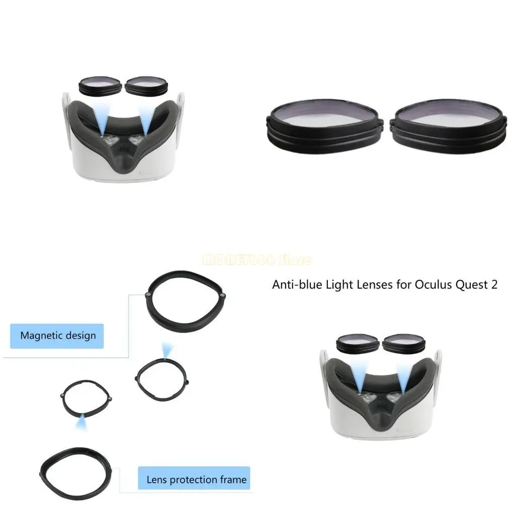 

F62C Anti-Blue Len для очков Quest 2 с магнитными клипсами, VR-очки