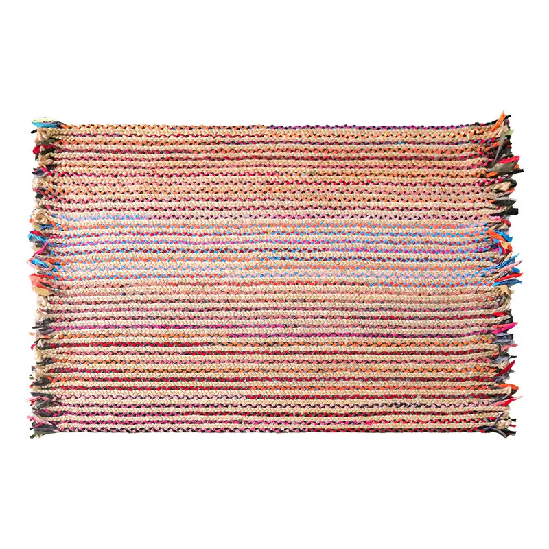 Bohemian Living Room Carpet Handmade Woven Coffee Table Floor Area Rug Bedside Tassel Colorful Bedroom Carpets Home Table Mat