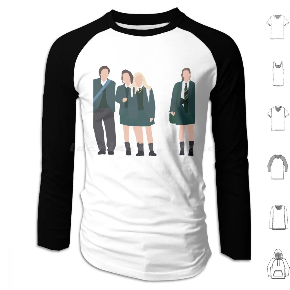 Derry Girls Sticker Hoodie cotton Long Sleeve Derry Girls Irish Derry Erin Quinn Ireland Clare Devlin Orla Mccool Michelle