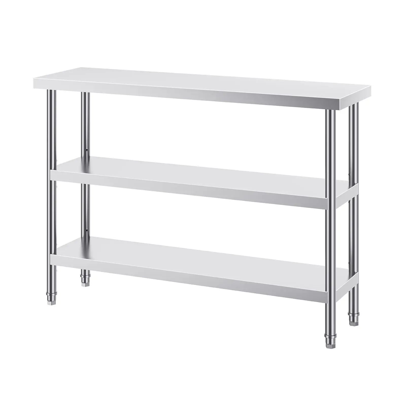 Stainless Steel Food Prep Table, 14 x 48 x 34 Inch Commercial Kitchen Worktable, with 2 Adjustable Undershelf, Heavy Duty Metal