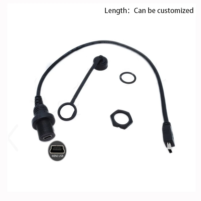 

Mini USB 2.0 Panel Mount Connector IP67 Waterproof Cable 1m 3ft Mini-USB Male to Female Extension cord cables Water Proof