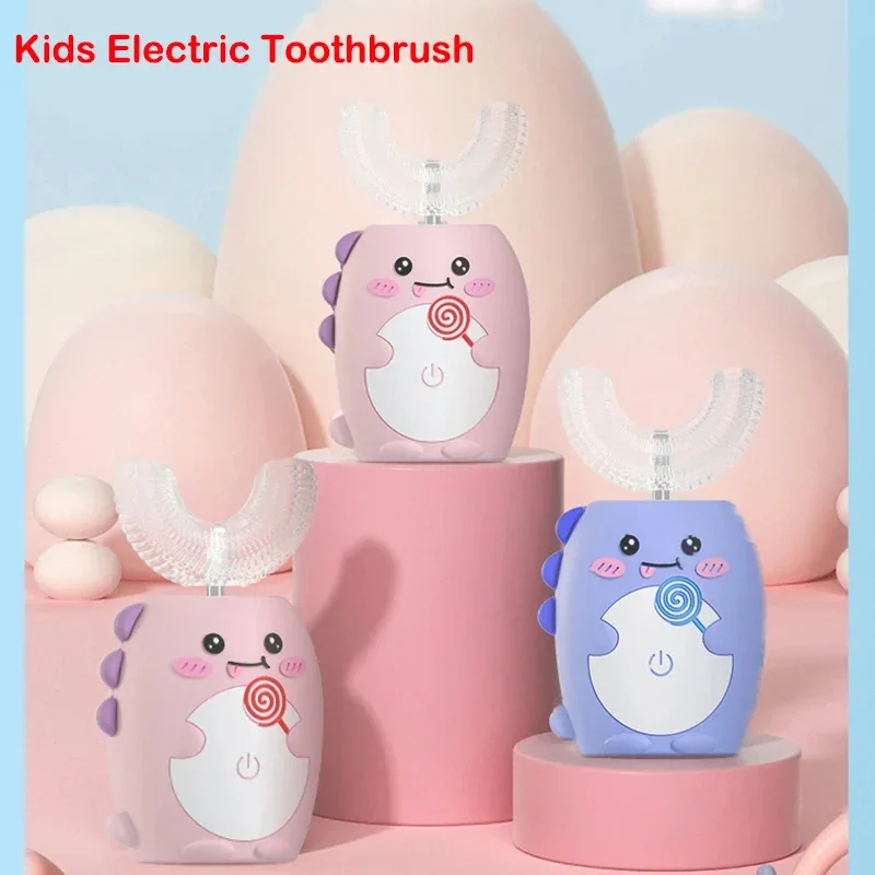 Kids Sonic Electric Toothbrush U-Shaped Silicone Waterproof 360-Degree Smart Brush Teeth Whitening with Timer And Songs