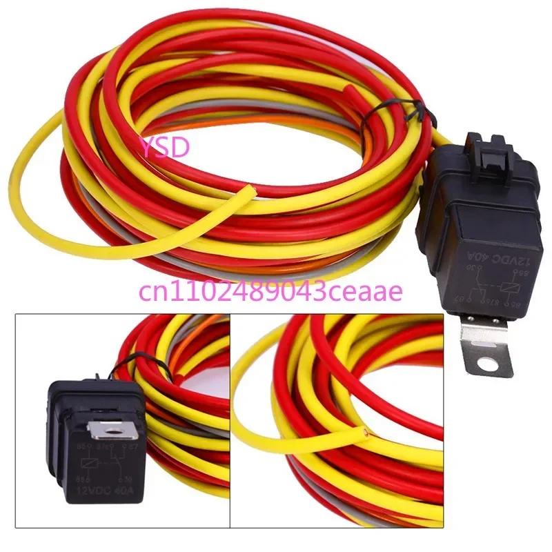 Dual Electric Cooling Fan Wire Harness Kit with 185 on 165 off Thermostat And 40A Automotive Relay for Vehicle
