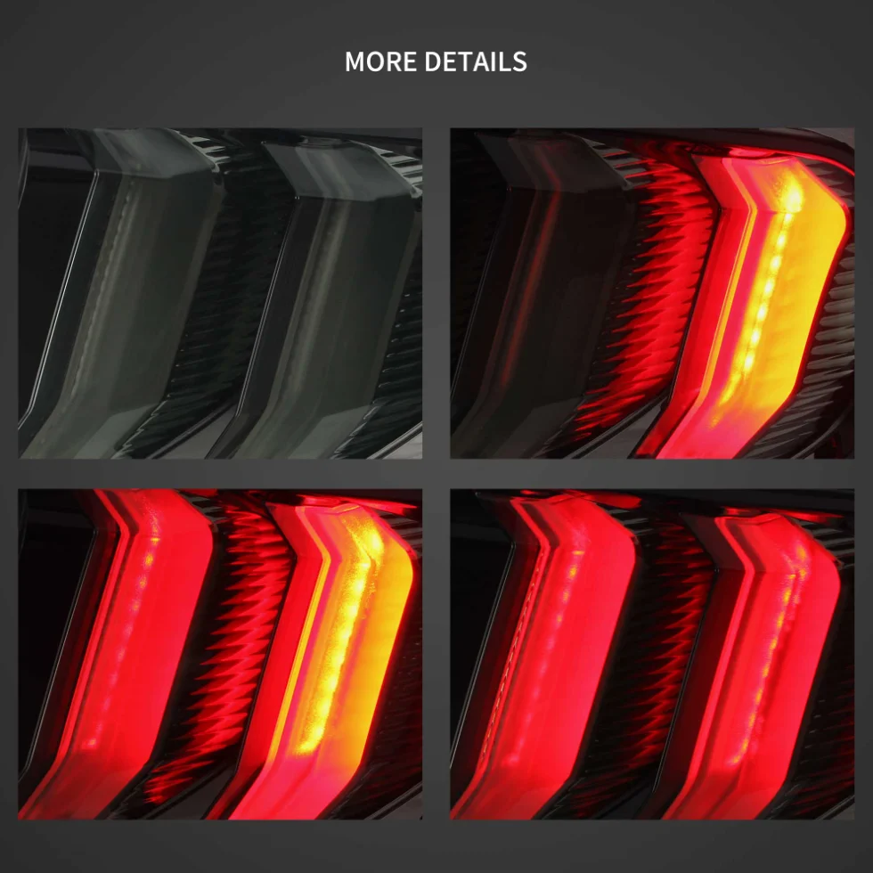 VLAND LED Tail Lights For 15-23 Mustang 6th Gen S550 Sequential Red Turn Signal Rear Lamp Assembly Fit US Models