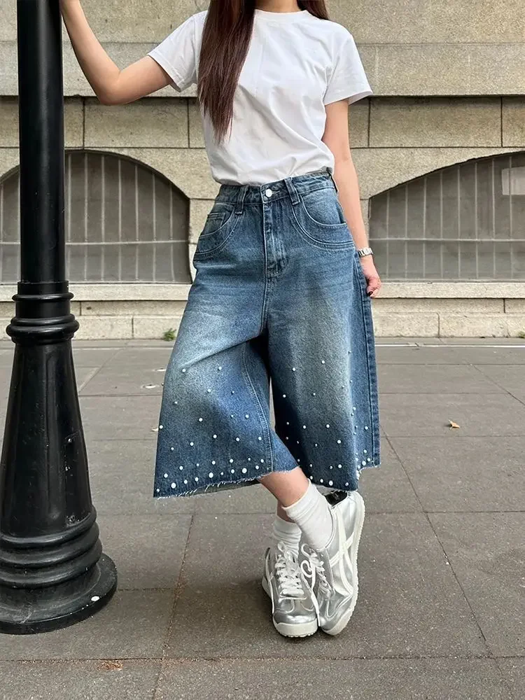 

Summer American Retro 90s Blue Jeans Shorts Women High Waist Vintage Casual Baggy Pants Streetwear Casual Fashion Denim Shorts