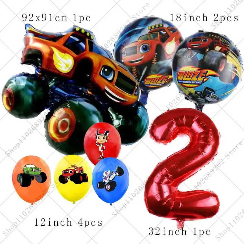 Large Car Blaze Monster Balloon Boy Birthday Party Supplies Decoration Number Machines Racing Racecar Toy Baby Shower