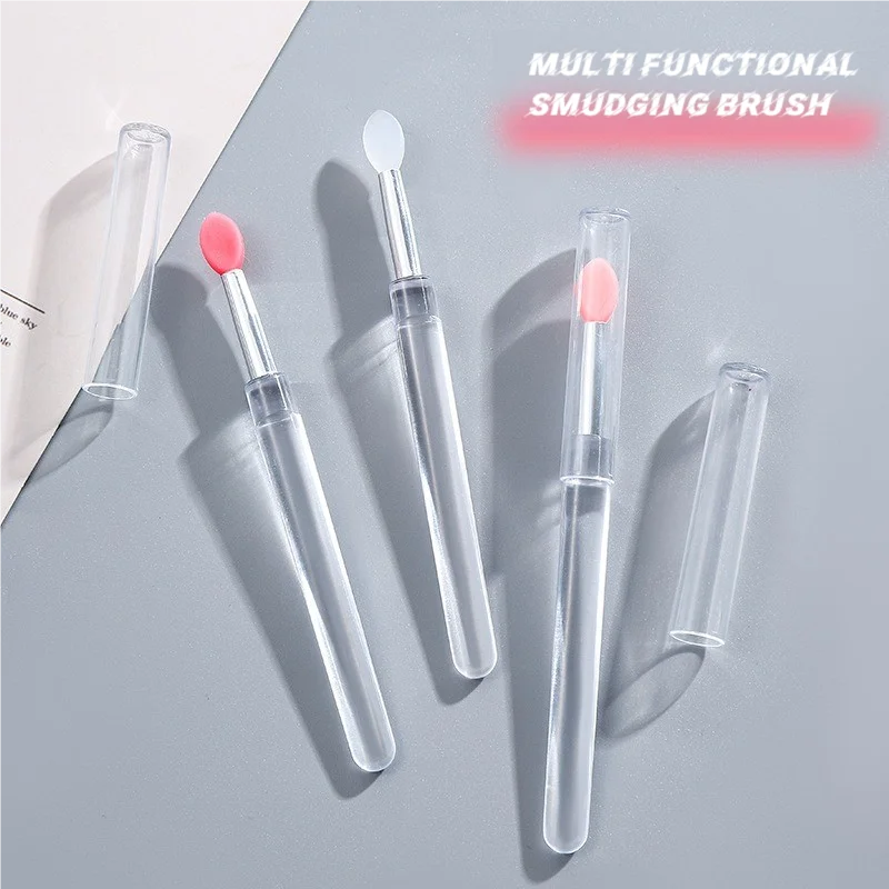 1PCS Portable Silicone Lip Brush With Cover Soft Multifunctional Lip Balm Applicator Lipstick Lipgloss Makeup Brushes