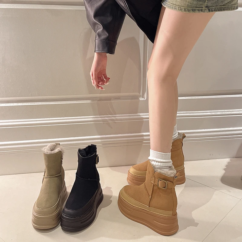 Shoes Lolita Boots Boots-Women Winter Footwear Australia 2024 Ladies Rock Ankle Snow Increased Internal Shoes White Ankle Boots