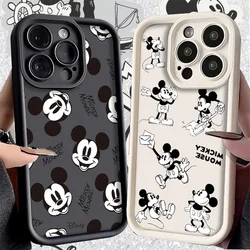 Disney Mickey Mouse szkic miękkie silikonowe etui na iPhone 14 15 Pro Max 13 12 11 X XS XR 7 8 Plus SE 2020 matowa, odporna na wstrząsy obudowa