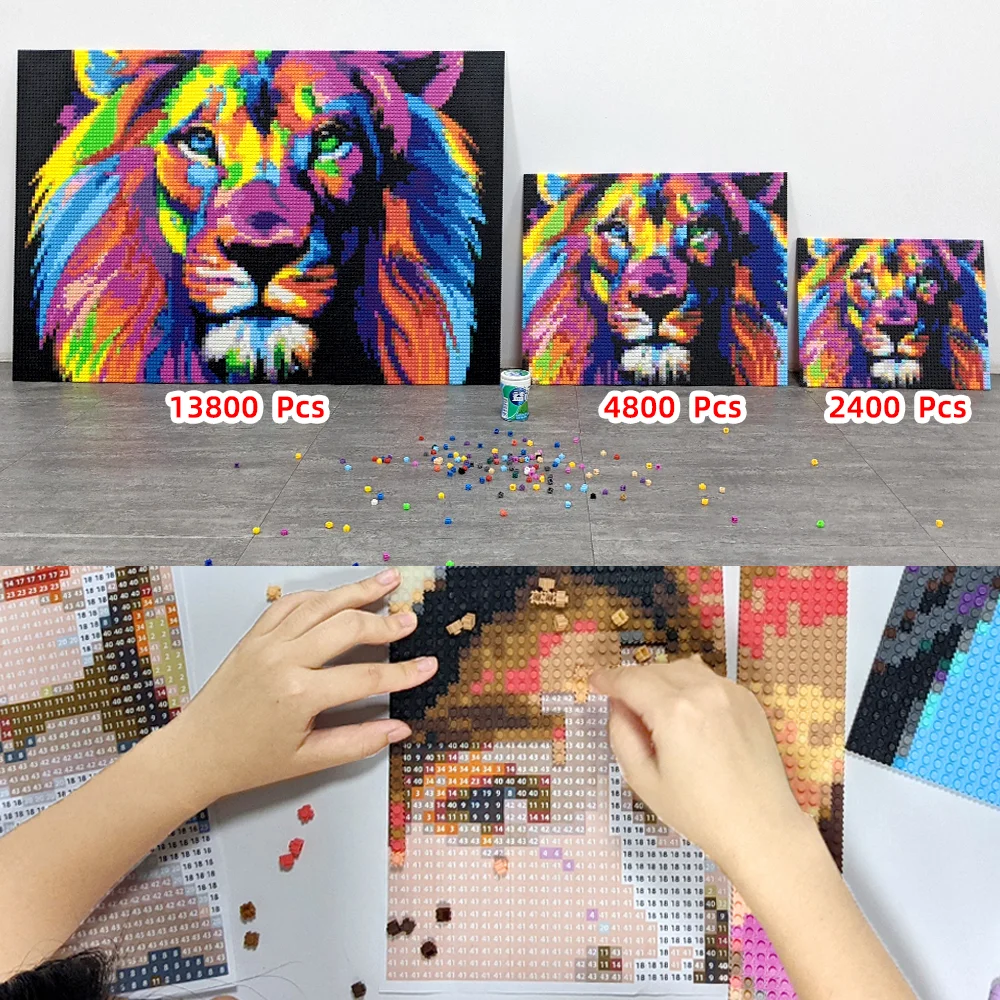 DIY Building Blocks Painting Animals Colorful Cute Cat Mosaic Pixel Art Picture For Girls Unique Gifts Photo Custom Cartoon Toys
