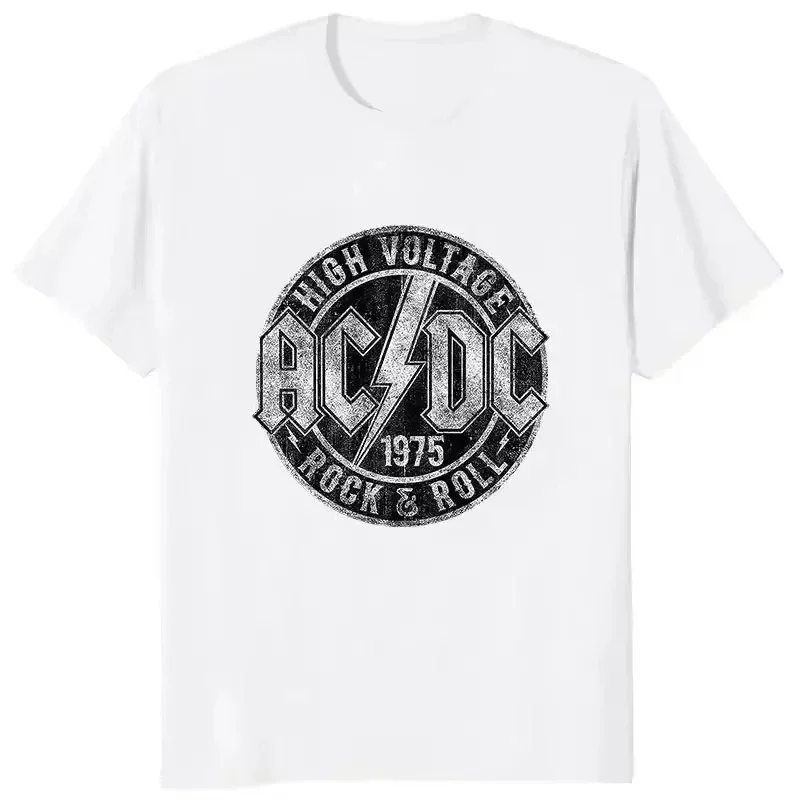 2025 ACDC Band Casual Loose Cotton Print Short Sleeve High Quality Deluxe Edition Comfortable and Breathable