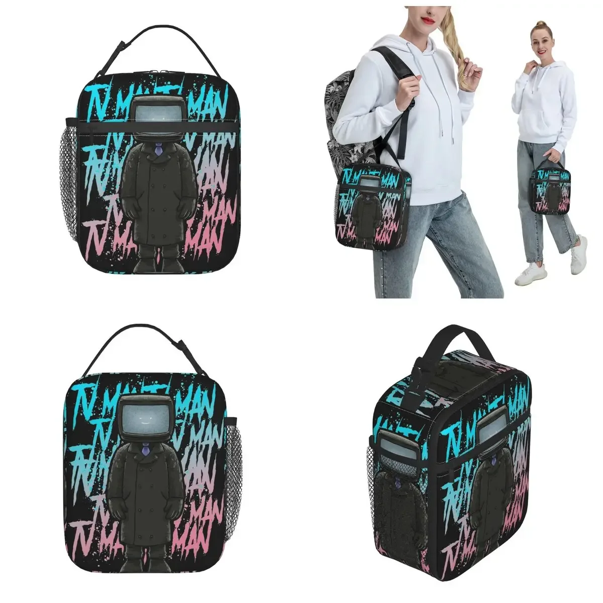 TV Man Skibidi Toilet Insulated Lunch Bag Cooler Bag Lunch Container Large Tote Lunch Box Girl Boy Beach Picnic