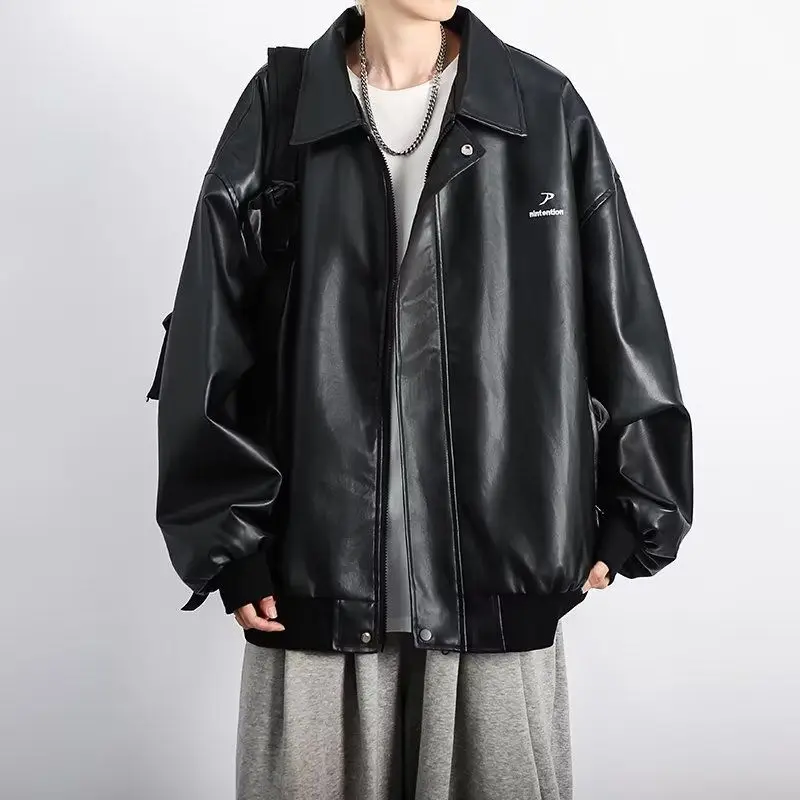 

Original Net Image PU95 Bla Jaet Loose Fit Zipper Decoration Iron-Free Polyester Casual Outerwear for Teens And Men