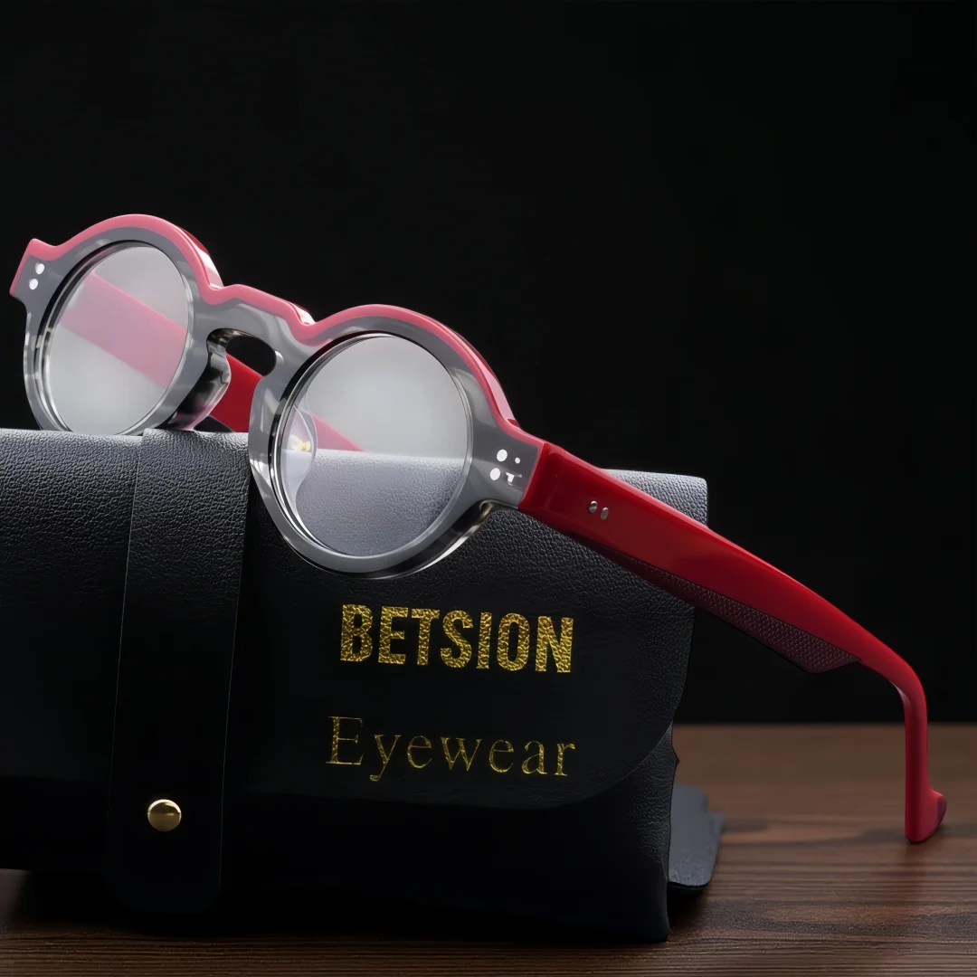 

BETSION Fashion Oval Acetate Eyeglasses Frames Men Women Trendy Two Tone Full Rim Eyewear Retro Daily Wear Spectacles #23210
