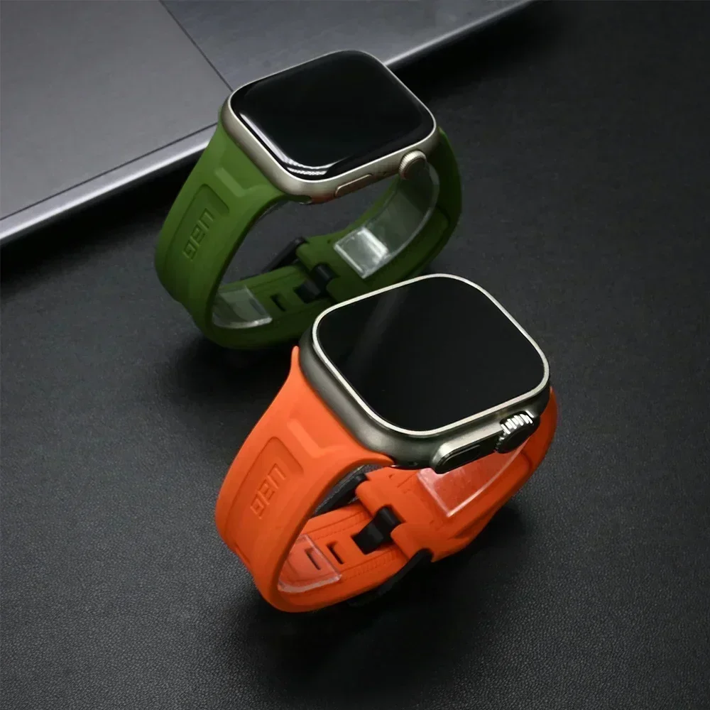 

Sports Silicone Band for Apple Watch Series 10 46mm Ultra 1 2 49mm Soft Silicone Bracelet for Iwatch 9 8 7 6 5 4 Se 45mm 44mm