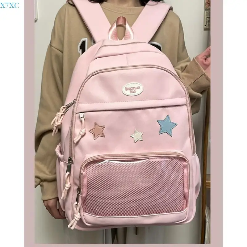 X7XC Cartoon Nylon Backpack School Book Bag for Teen Girls, Women Travel Daypack