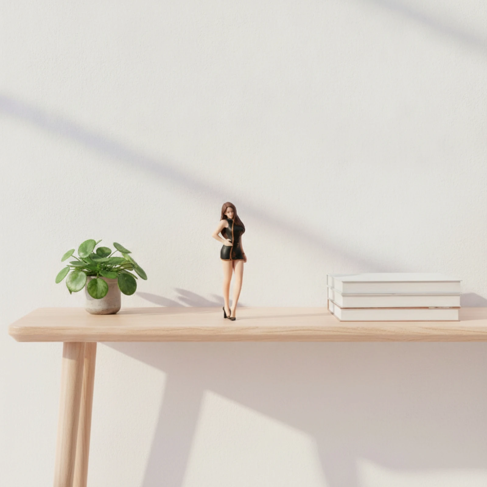 Miniature with Qipao Dress Collectible Female Figurine Miniature Statue with High Heels Graceful Toy Sophisticated