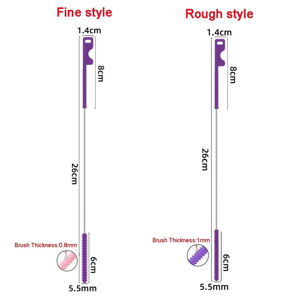 Reusable 26cm Extended Version Silicone Straw Brush Dual-head Design Bendable Extra Long Brush Straw Cleaning Brush Pacifier