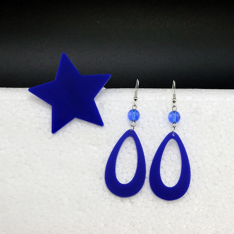 Anime Citrus Aihara Yuzu Acrylic Earrings Cosplay Props Accessories Ear Clips Ear hole Blue Droplet Earrings Xmas Gifts