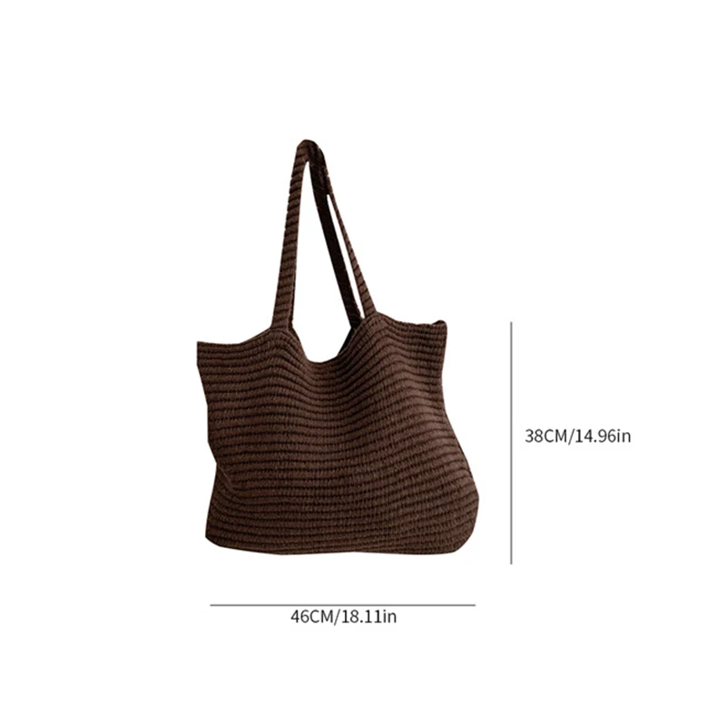 Retro Gestrickte Handtasche für Frauen Herbst Winter Neue Koreanische Ausgabe Einfarbig Gestrickte Tasche Große Kapazität Reise Handheld Tasche – Detail 23