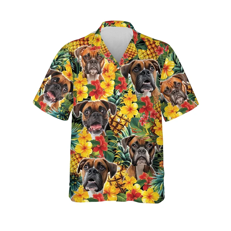 Fashion Rottweiler Graphic Beach Shirt Hawaiian Animal Dog Shirts For Men Pet Beagle Short Sleeve Golden Retriever Blouses Tops