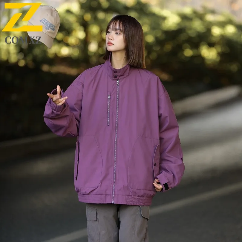 

COMXZ 2025 Men Spring Stand Collar Jacket Minimalist Versatile Trendy Casual Baseball Collar Stylish Lightweight windbreaker