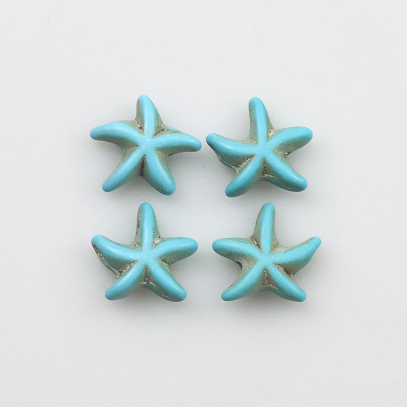 20pcs/Lot Turtle Starfish Turquoise Blue Loose Green Stone Shape Beads for DIY Bracelet Necklace Jewelry Making