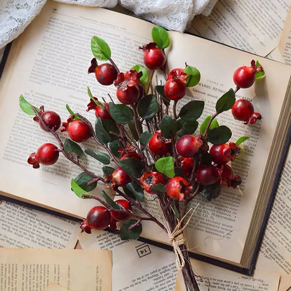 

2pcs Artificial Pomegranate Fruit Bouquet Decor For Home Office Wall Wedding Party Decoration Simulation Flower Adorn