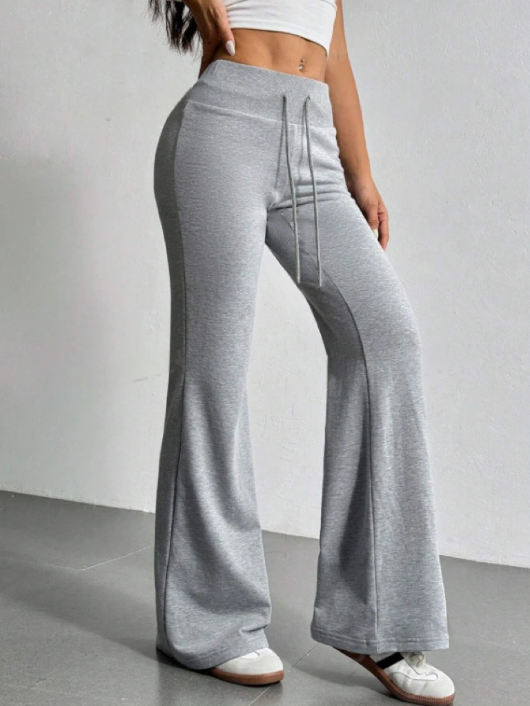 الخريف والشتاء جديد بلون الرباط المرأة جرس قيعان عارضة أزياء خلع الملابس