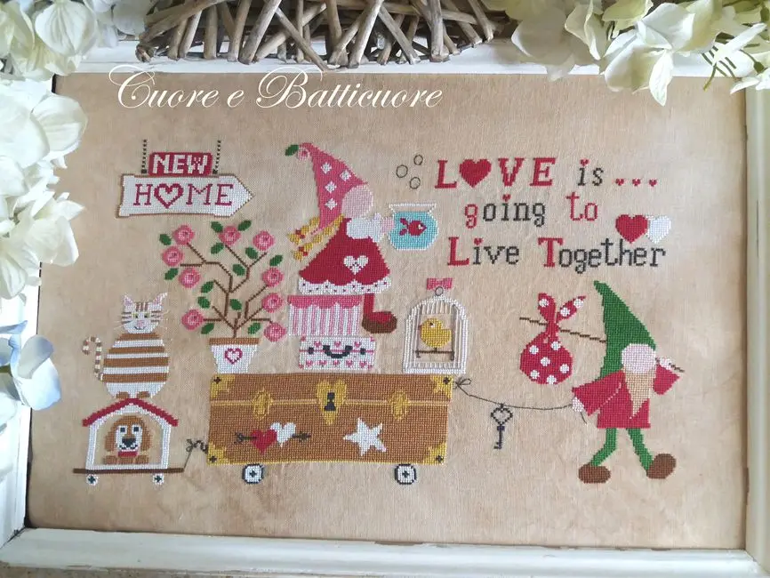 Cross Stitch Kit Let Love is meant to live together 57-39 28ct 32ct 14ct Metallic fabric   Cloth hand Embroidery Material Kit