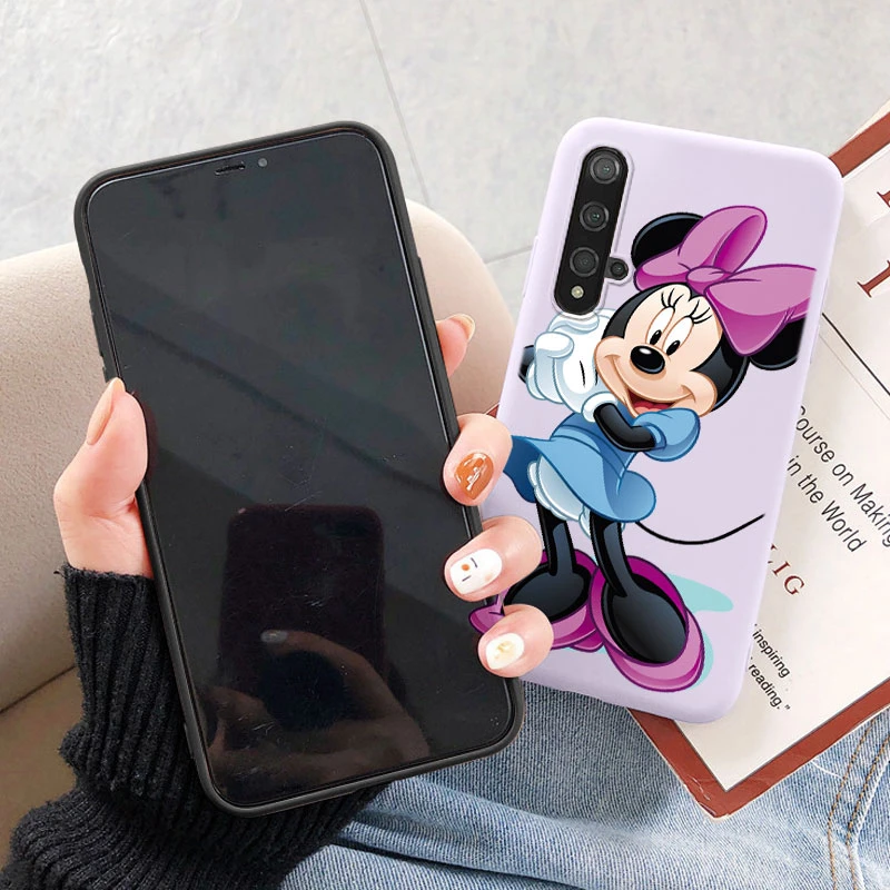 Coque en TPU souple Minnie et Mickey Mouse pour Huawei Nova 5 T, jolie housse de téléphone avec dessin animé, cadeaux pour filles