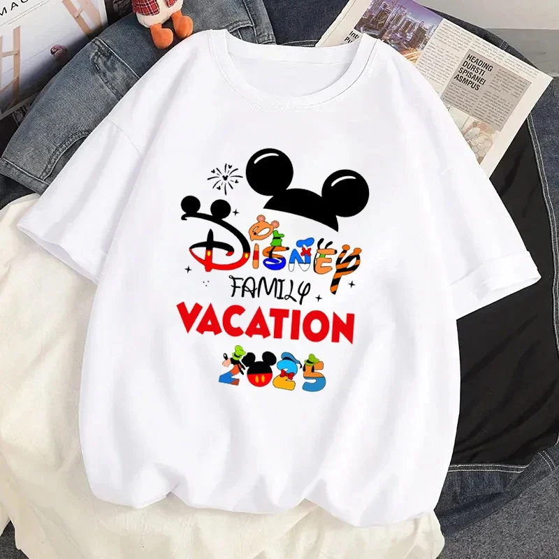 2025 Anime Printed T Shirt Women Kawaii Cartoon Short Sleeve T-shirt Harajuku Funny Mickey Minnie T-shirts Female Clothing Tops