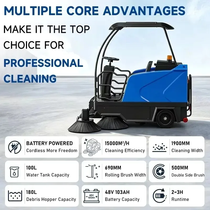Low Noise Ride-On Self-Propelled Commercial Floor Cleaner